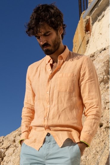 Chemise Bali en lin Orange Coral Sands